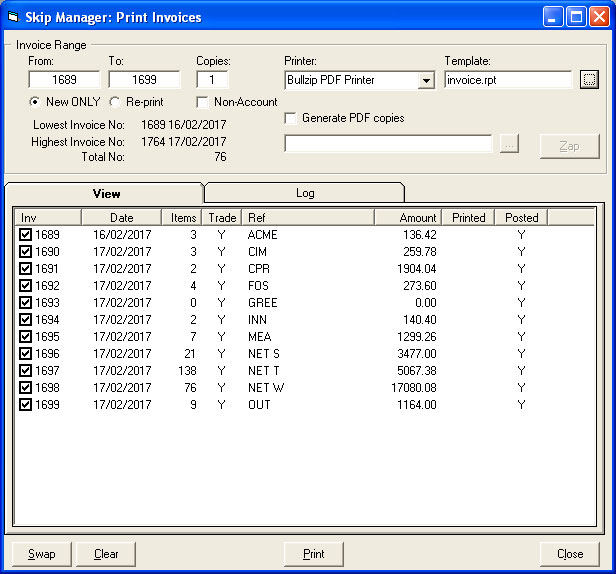 Print Invoices