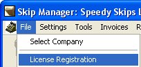 License Registration Menu Option